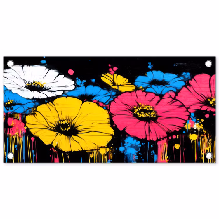 Tuinposter - Graffiti - Bloemen - Kleur — 1