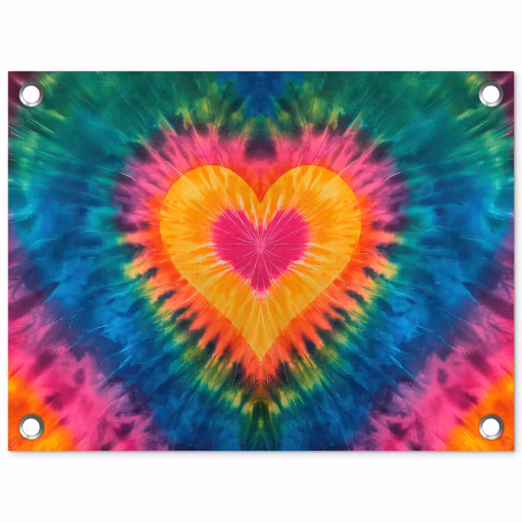 Tuinposter - Hart - Tie Dye - Kleurrijk — 1