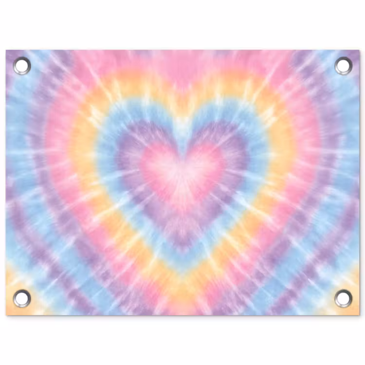 Tuinposter - Hartvorm - Pastelkleuren - Tie Dye — 1