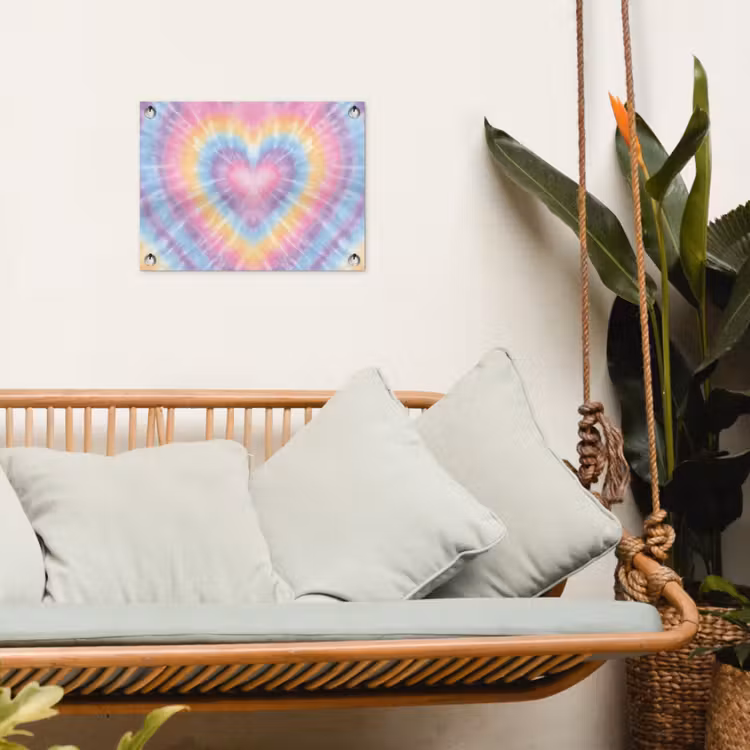 Tuinposter - Hartvorm - Pastelkleuren - Tie Dye — 5
