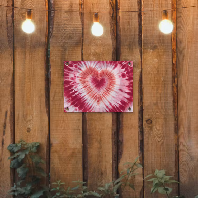 Tuinposter - Hartvorm - Roze - Tie dye — 2