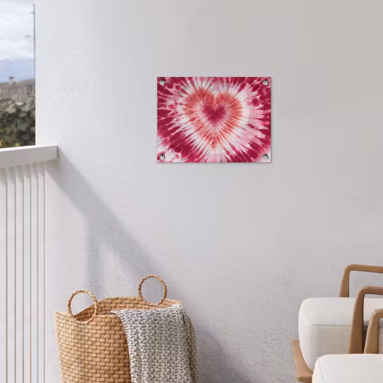 Tuinposter - Hartvorm - Roze - Tie dye — 3
