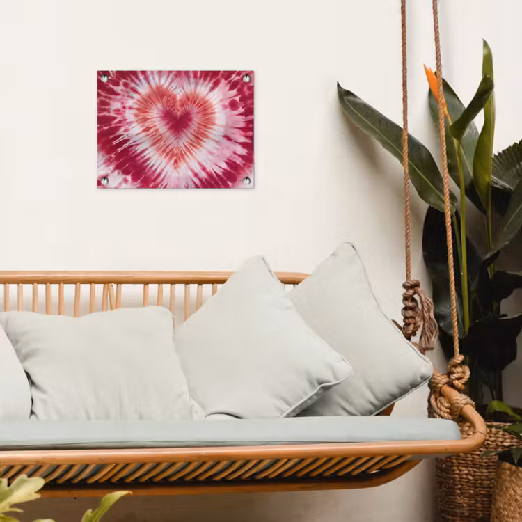 Tuinposter - Hartvorm - Roze - Tie dye — 5