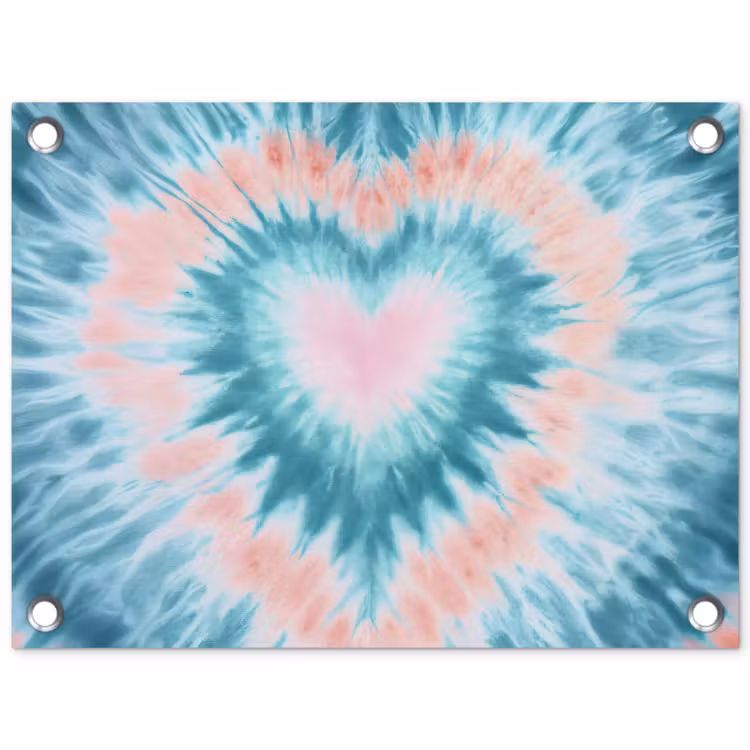 Tuinposter - Hartvormig - Tie dye - Pasteltinten - Lichtgroen — 1