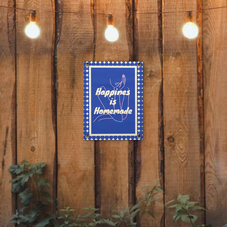 Tuinposter - Lijntekening - Vrouw - Quote - Blauw — 2