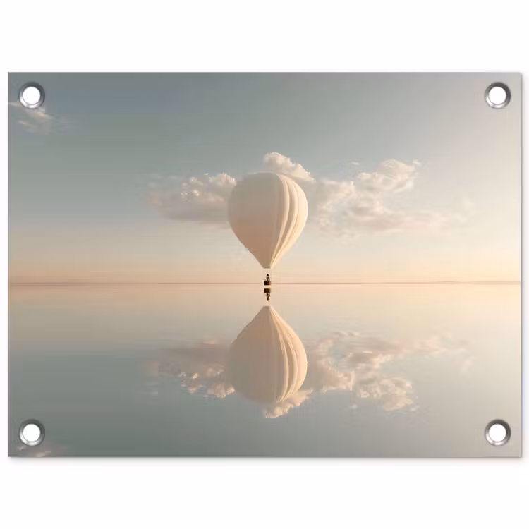 Tuinposter - Luchtballon - Wolken - Water - Blauw — 1