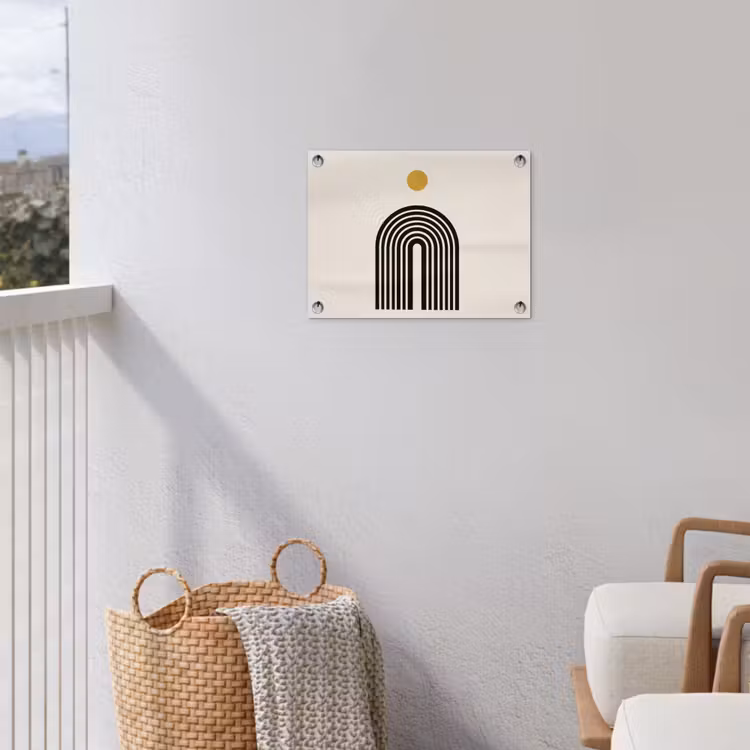 Tuinposter - Minimalistisch - Zwarte boog - Gouden cirkel — 3