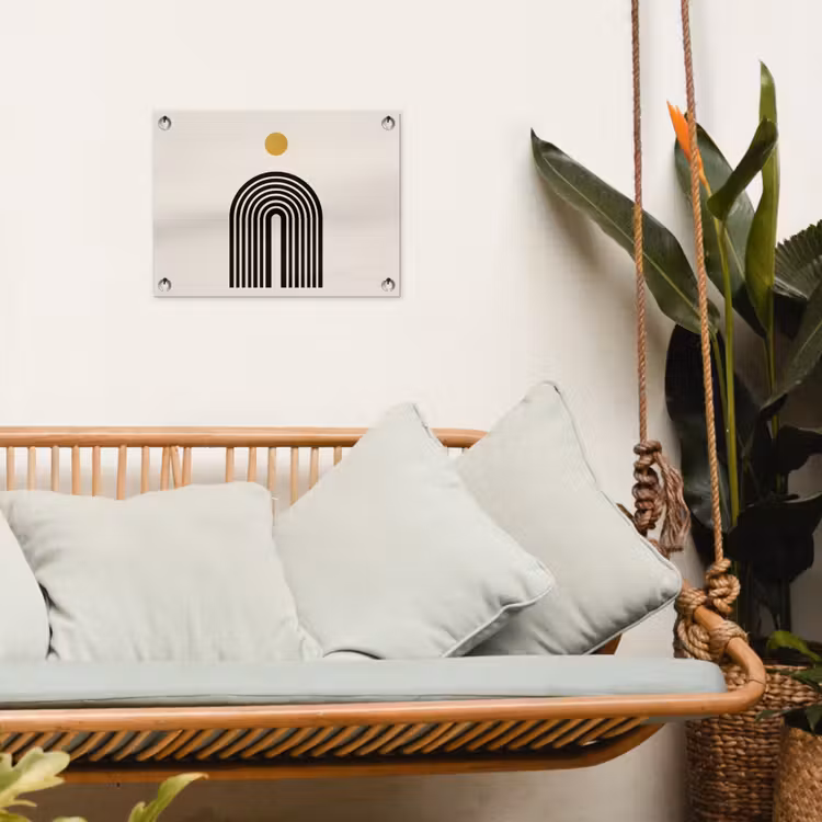 Tuinposter - Minimalistisch - Zwarte boog - Gouden cirkel — 5