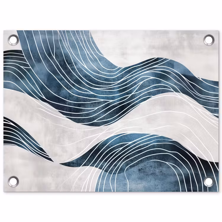 Tuinposter - Lijnen - Golven - Abstract - Blauw — 1