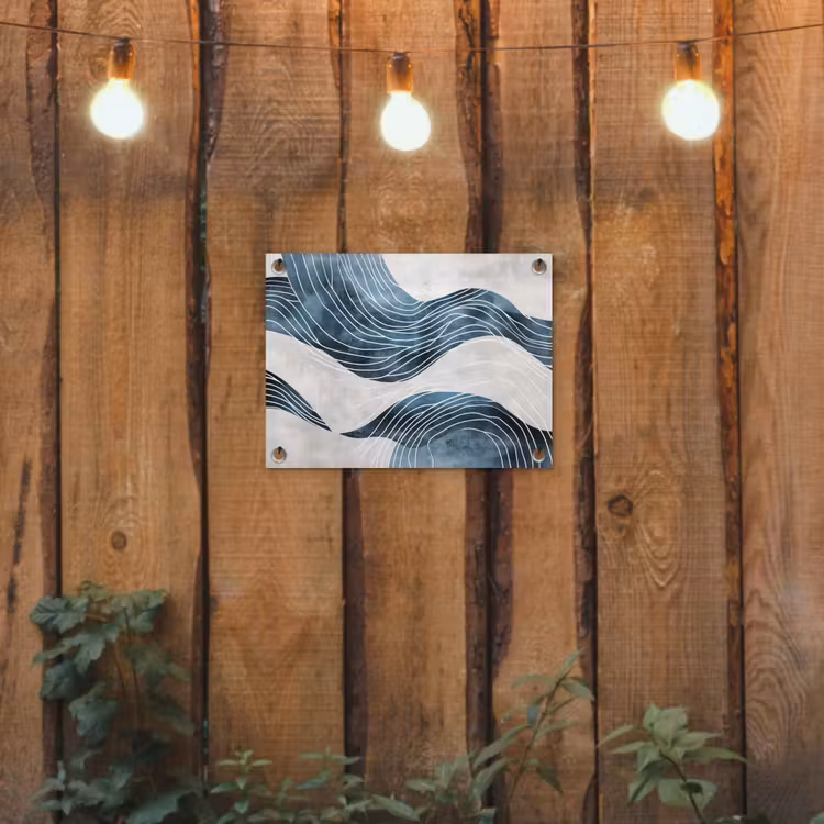 Tuinposter - Lijnen - Golven - Abstract - Blauw — 2