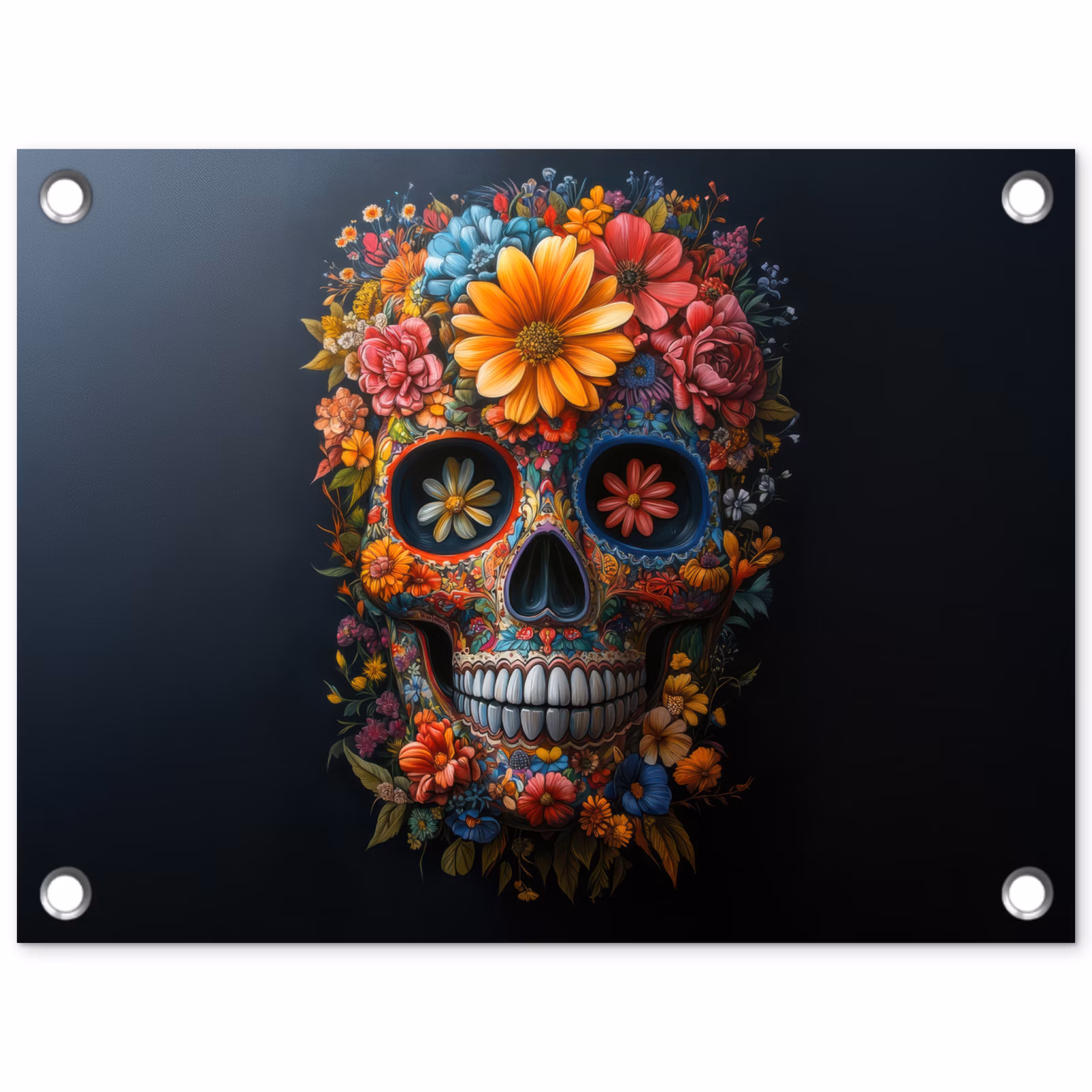 Tuinposter - Bloemen - Kleurrijk - Schedel — 1