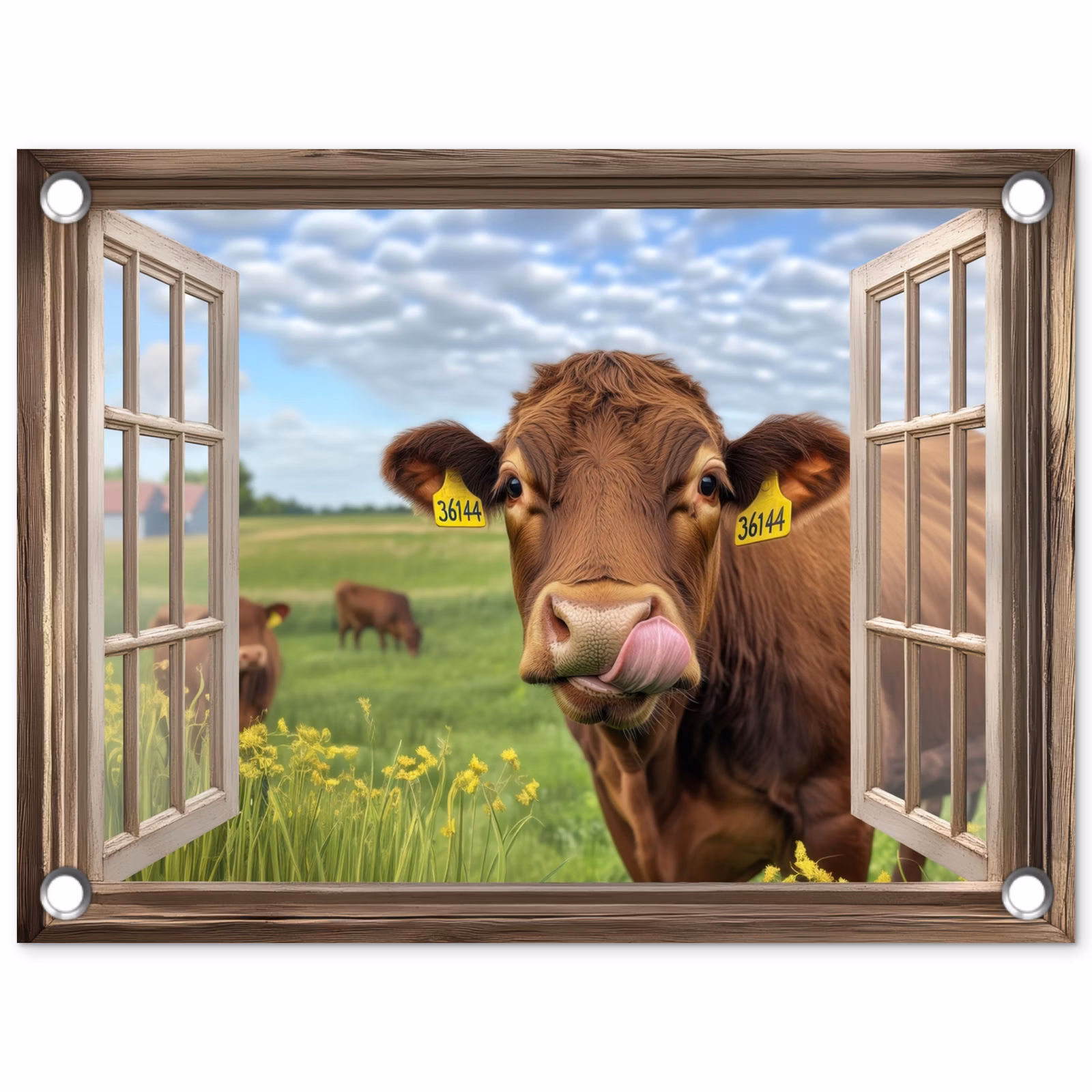 Tuinposter - Doorkijk - Koe - Weiland - Landschap - Dieren — 1
