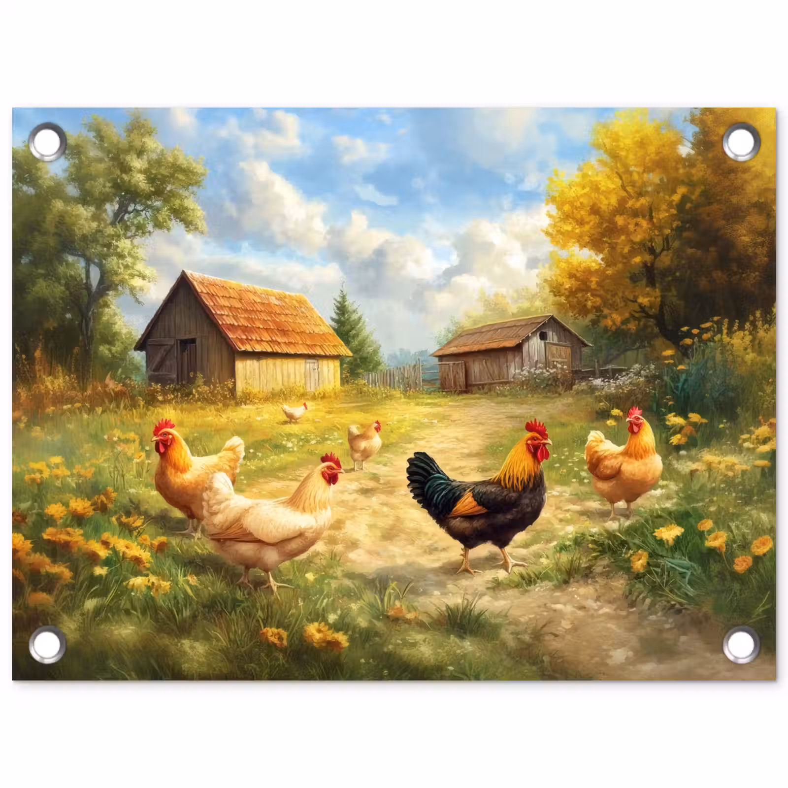 Tuinposter - Kippen - Landelijke rust - Natuur — 1