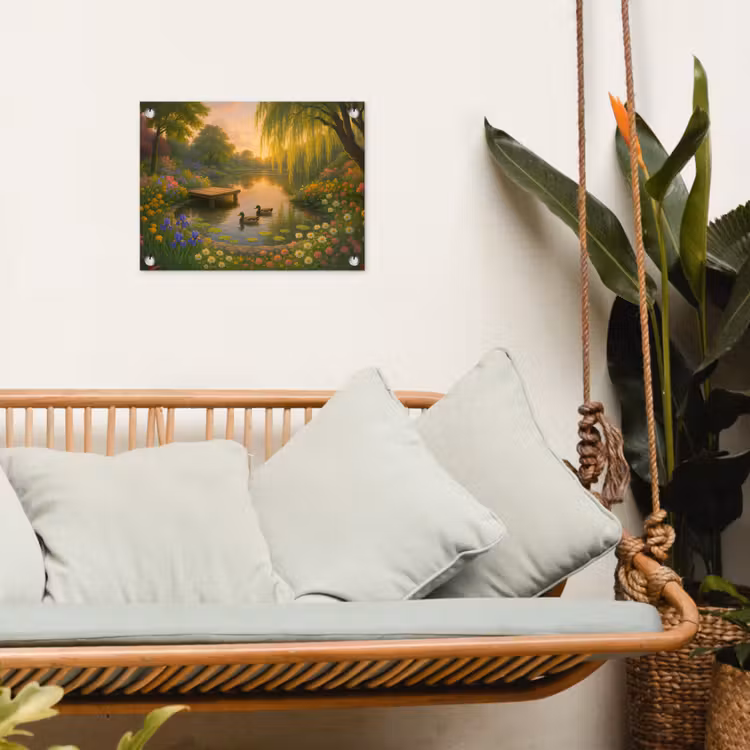 Tuinposter - Eenden - Vijver - Bloemen — 5