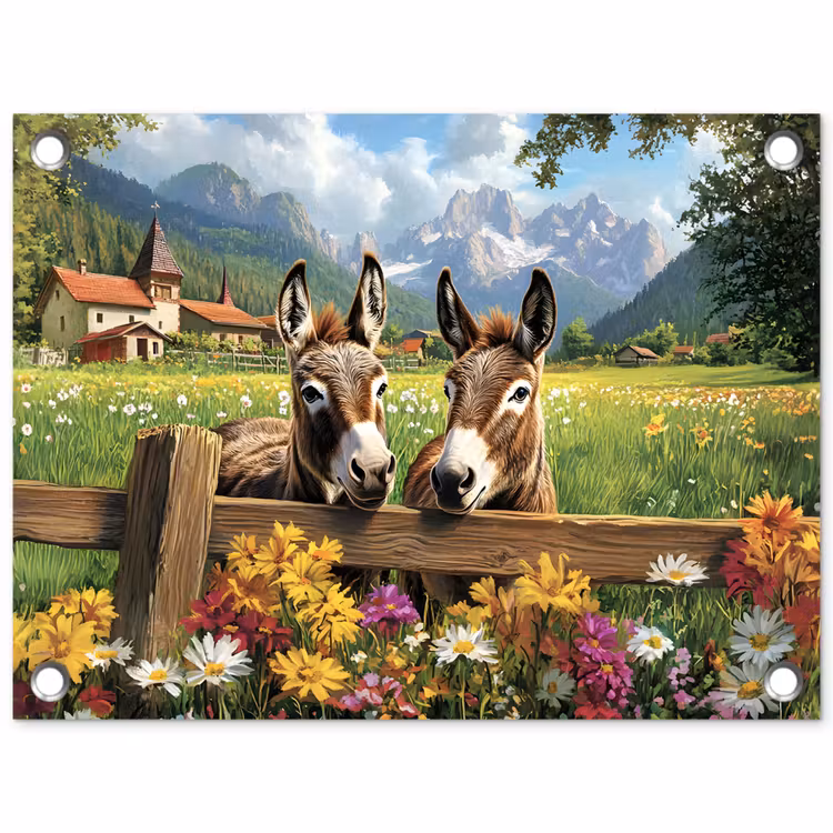 Tuinposter - Ezels - Bloemen - Zomers — 1