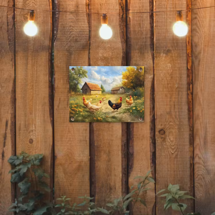 Tuinposter - Kippen - Landelijke rust - Natuur — 2