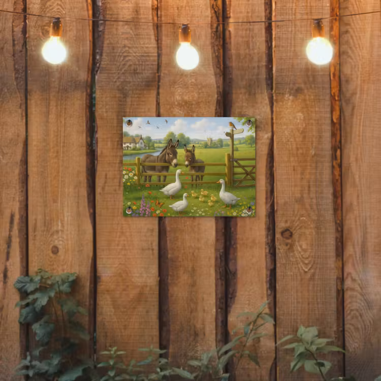 Tuinposter - Ezels - Ganzen - Kleurrijk — 2