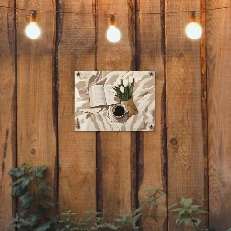 Tuinposter - Boek - Illustratie - Tulpen - Koffie — 2