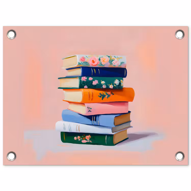 Tuinposter - Boeken - Stapel - Kleurrijk — 1
