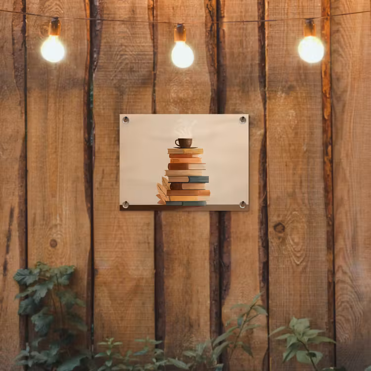 Tuinposter - Boeken - Toren - Koffie - Beige — 2