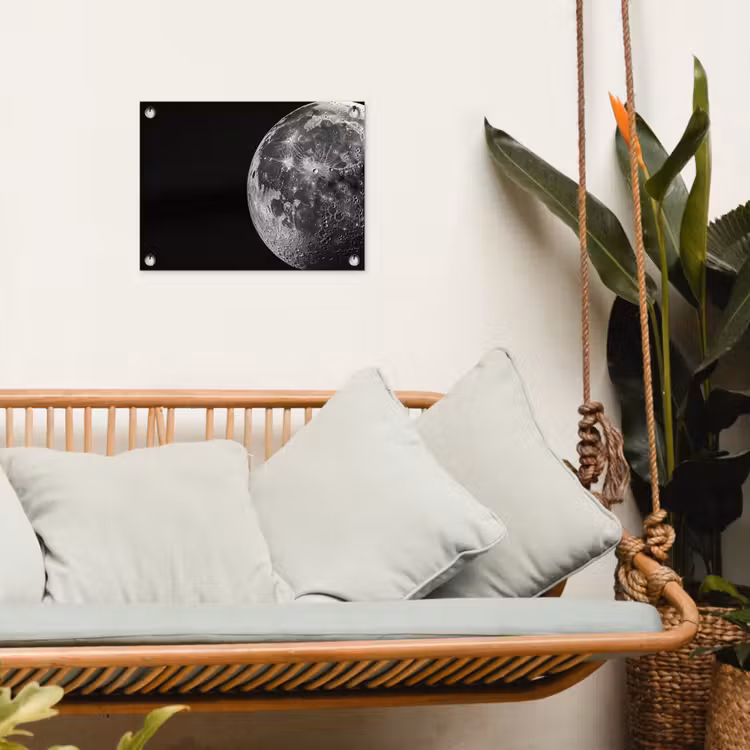 Tuinposter - Close-up - Maan - Wit - Textuur — 5
