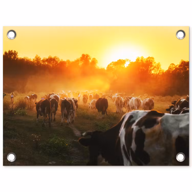 Tuinposter - Koeien bij Zonsondergang — 1