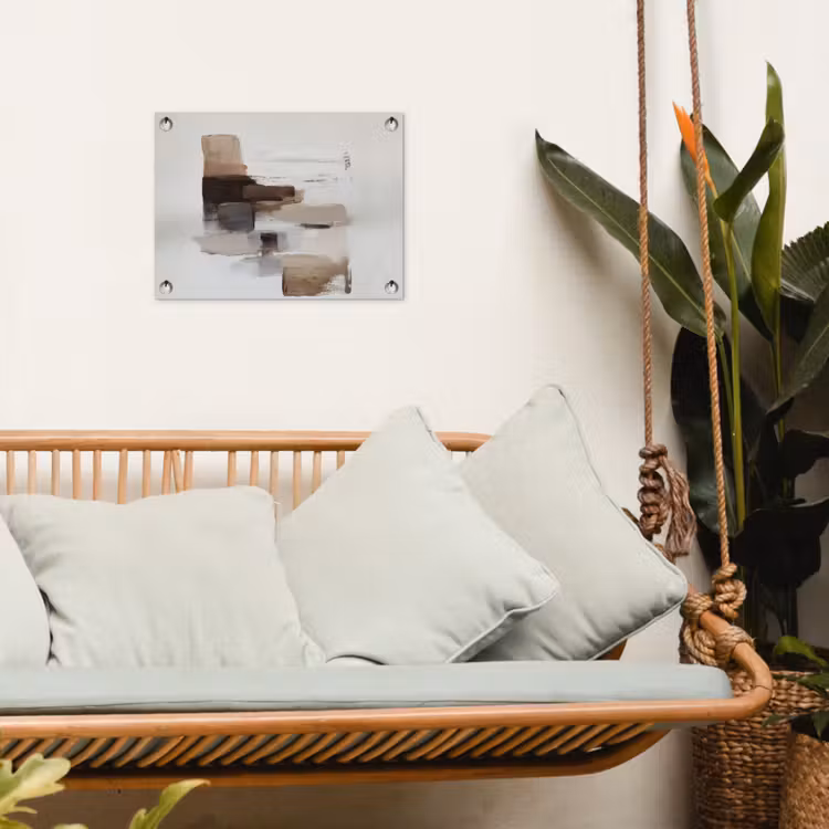 Tuinposter - Penseelstreken - Balans - Beige - Bruin — 5