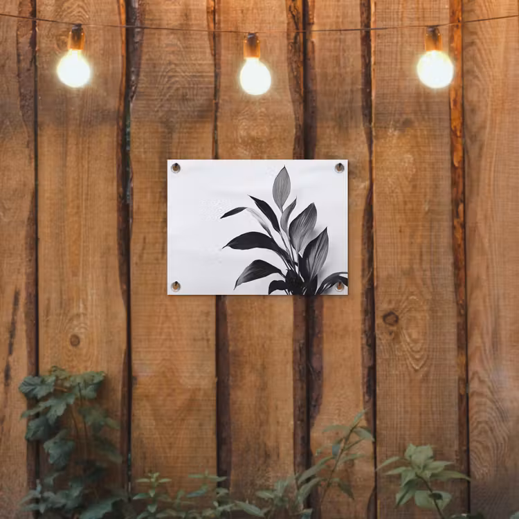 Tuinposter - Plant - Bladeren - Minimalistisch - Zwart — 2