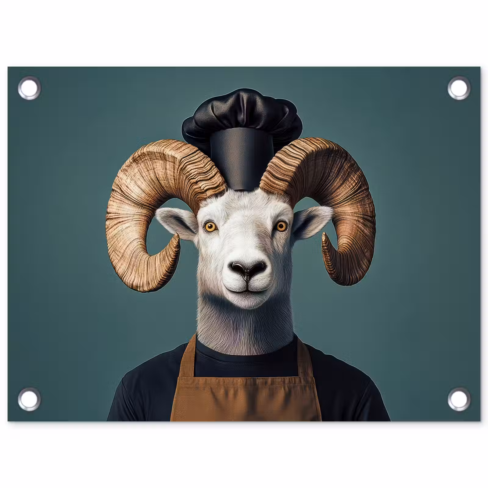 Tuinposter - Geit - Hoorns - Kokskleding — 1
