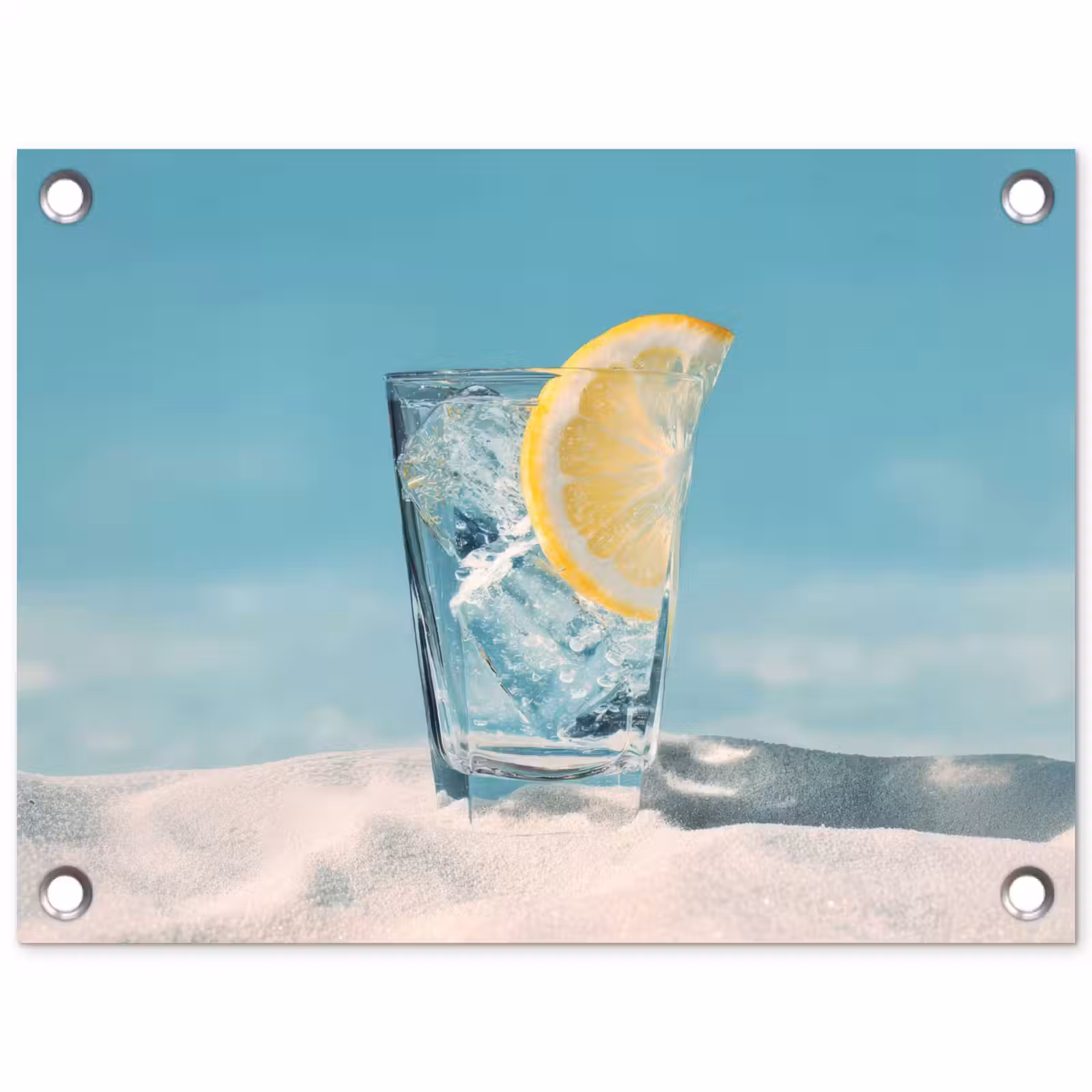 Tuinposter - Glas - ijsblokjes - Citroen — 1