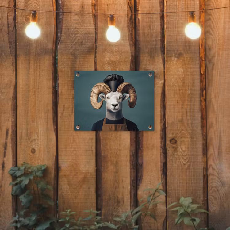 Tuinposter - Geit - Hoorns - Kokskleding — 2