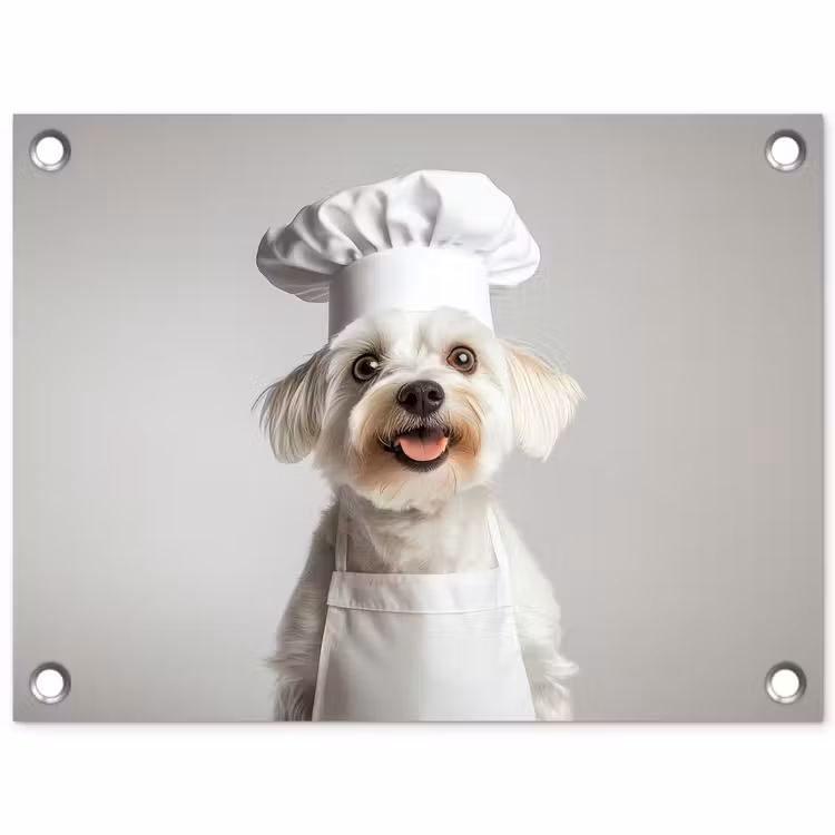 Tuinposter - Hond - Wit - Kok — 1