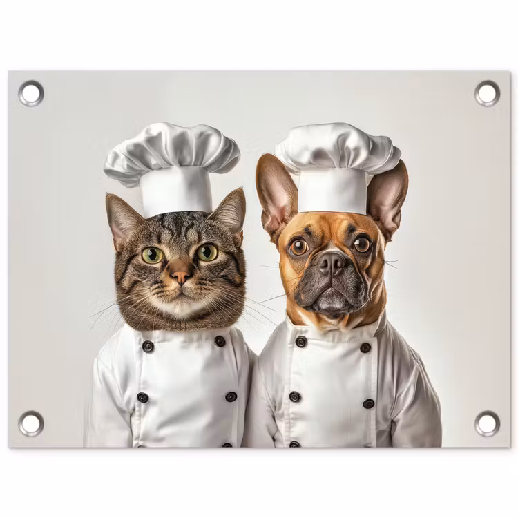 Tuinposter - Kat - Hond - Kokskleding — 1