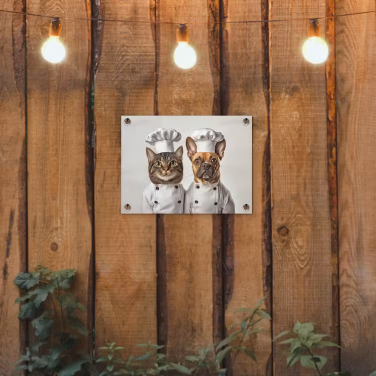 Tuinposter - Kat - Hond - Kokskleding — 2
