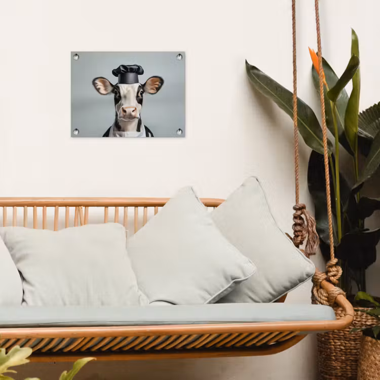 Tuinposter - Koe - Zwart - Wit - Kok — 5