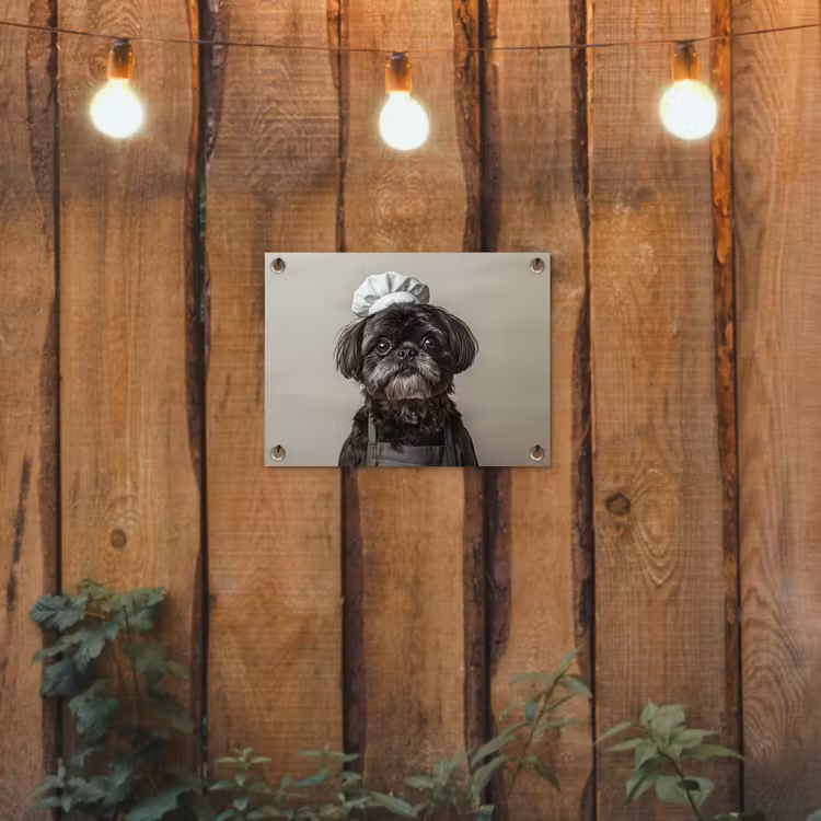 Tuinposter - Kokskleding - Zwart - Hondje — 2