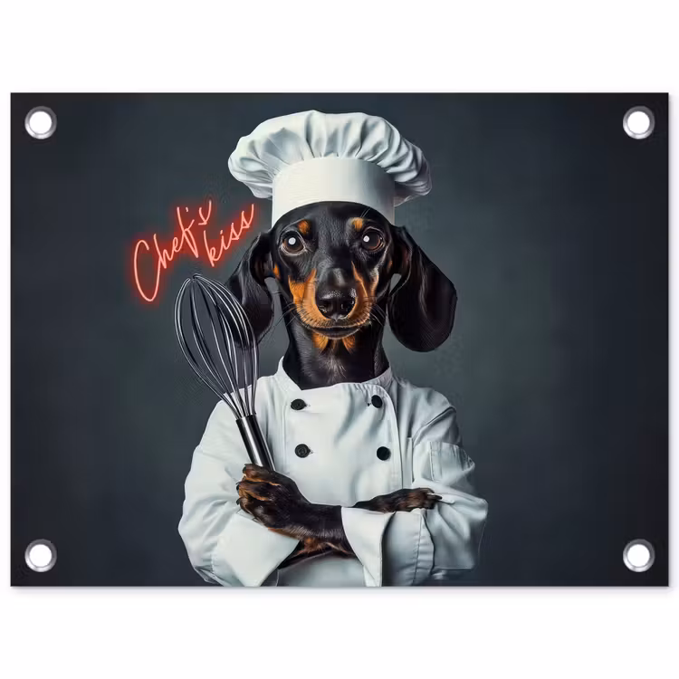 Tuinposter - Quote - Neon - Hond - Kokskleding — 1