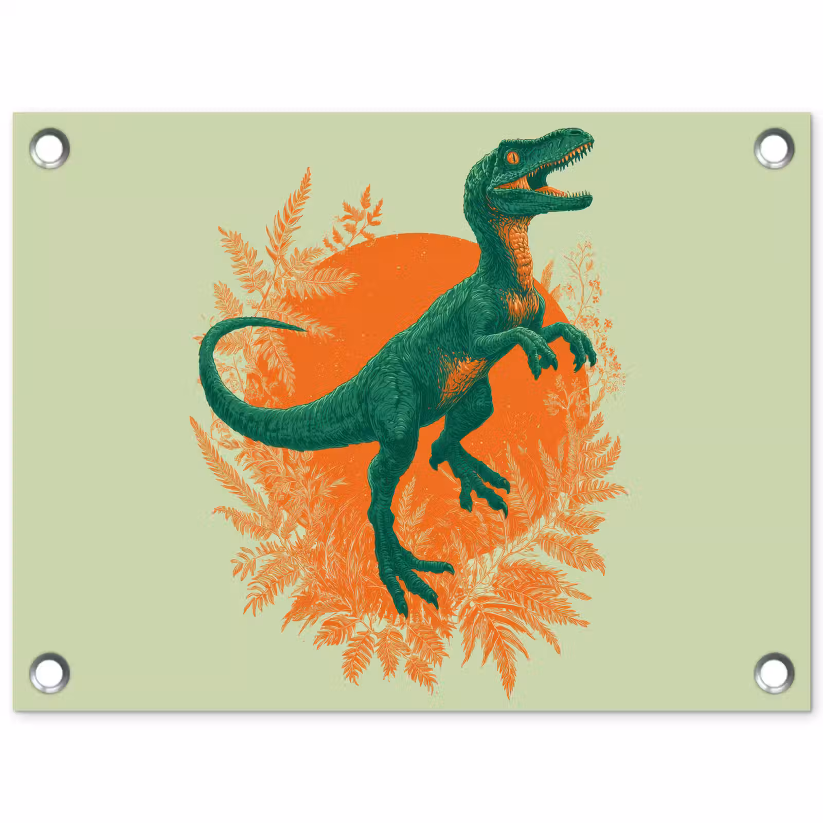 Tuinposter - Dinosaurus - Groen - Planten - Cirkel — 1