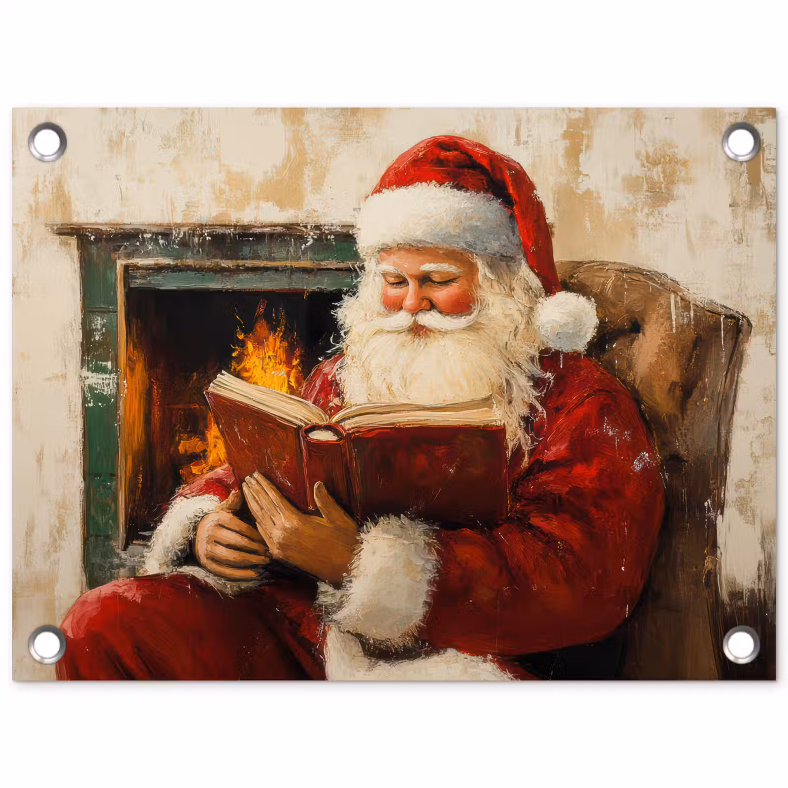 Tuinposter - Kerst - Kerstman - Winter - Open Haard — 1