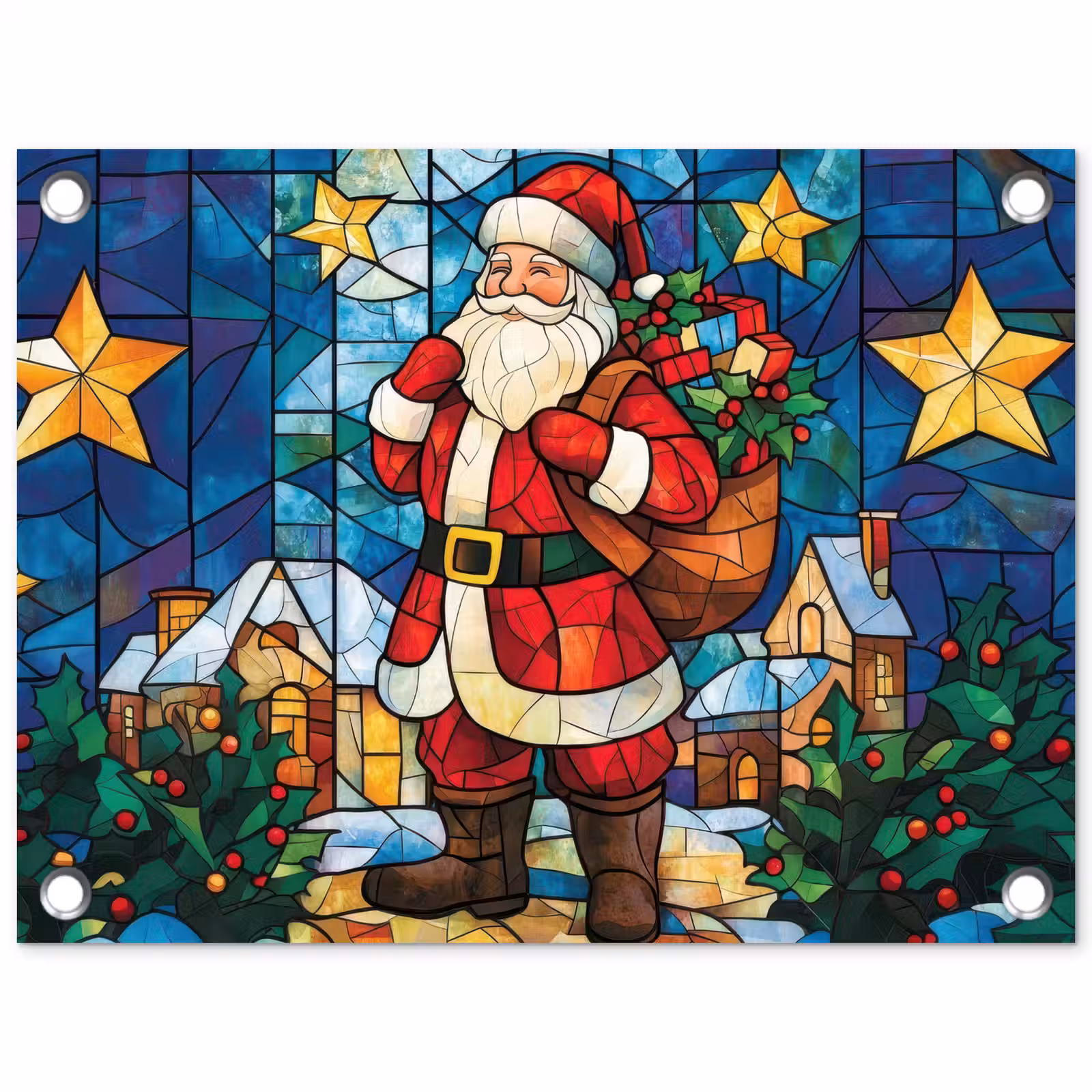 Tuinposter - Kerstman - Glas - Kleurrijk — 1