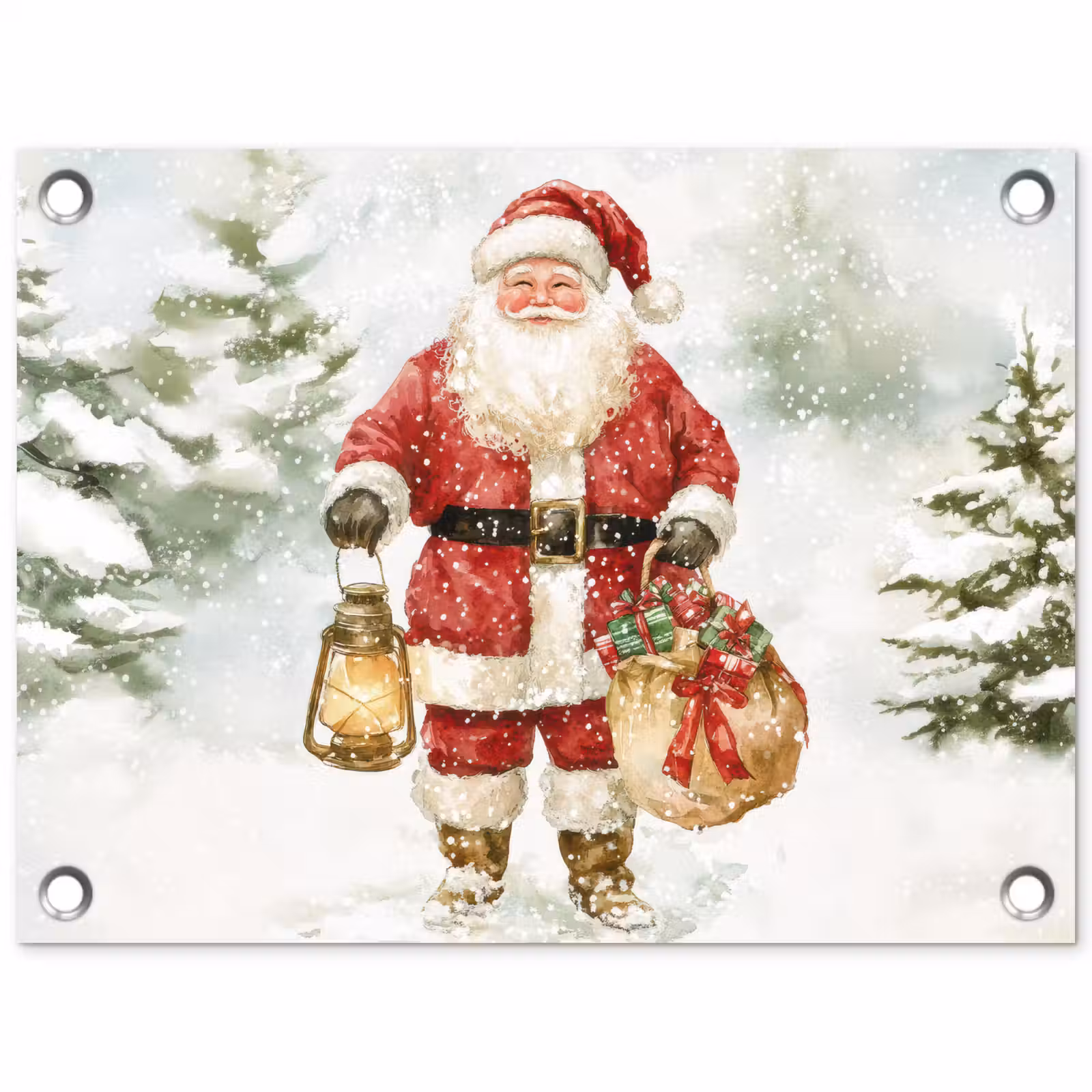 Tuinposter - Kerstman- Winter - Sneeuw - Wit - Rood — 1