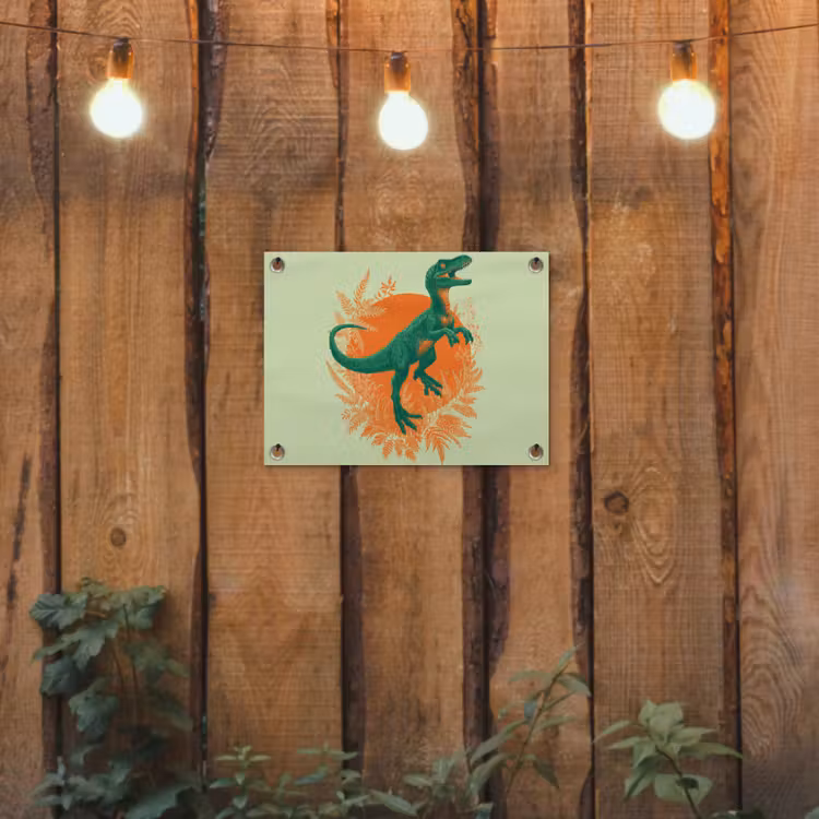 Tuinposter - Dinosaurus - Groen - Planten - Cirkel — 2