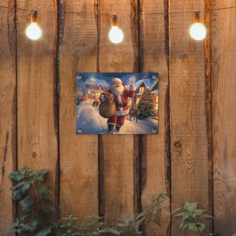 Tuinposter - Kerstman - Dorp - Hert - Donker — 2