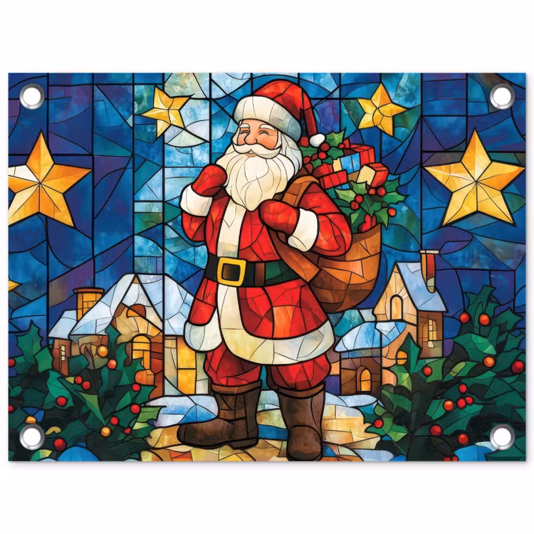 Tuinposter - Kerstman - Glas - Kleurrijk — 1