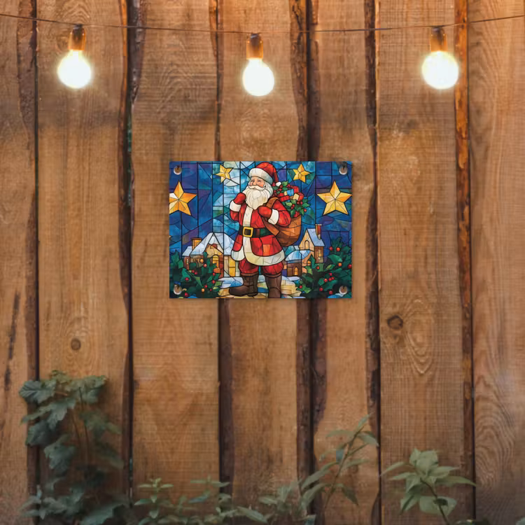 Tuinposter - Kerstman - Glas - Kleurrijk — 2
