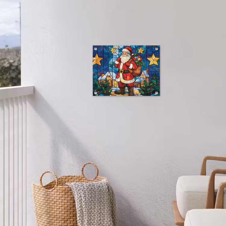 Tuinposter - Kerstman - Glas - Kleurrijk — 3