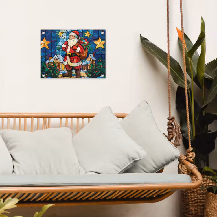 Tuinposter - Kerstman - Glas - Kleurrijk — 5