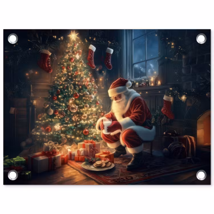 Tuinposter - Kerstman - Haard - Donker — 1