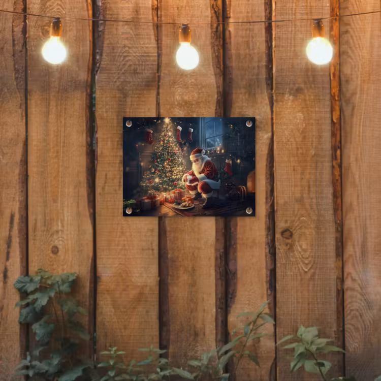 Tuinposter - Kerstman - Haard - Donker — 2