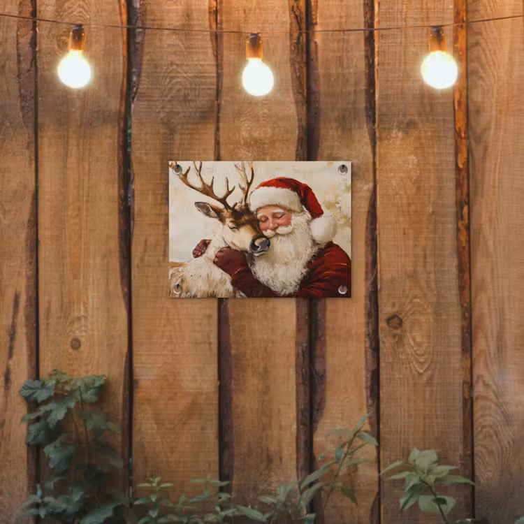 Tuinposter - Kerstman - Rendier - Kerst - Christmas — 2